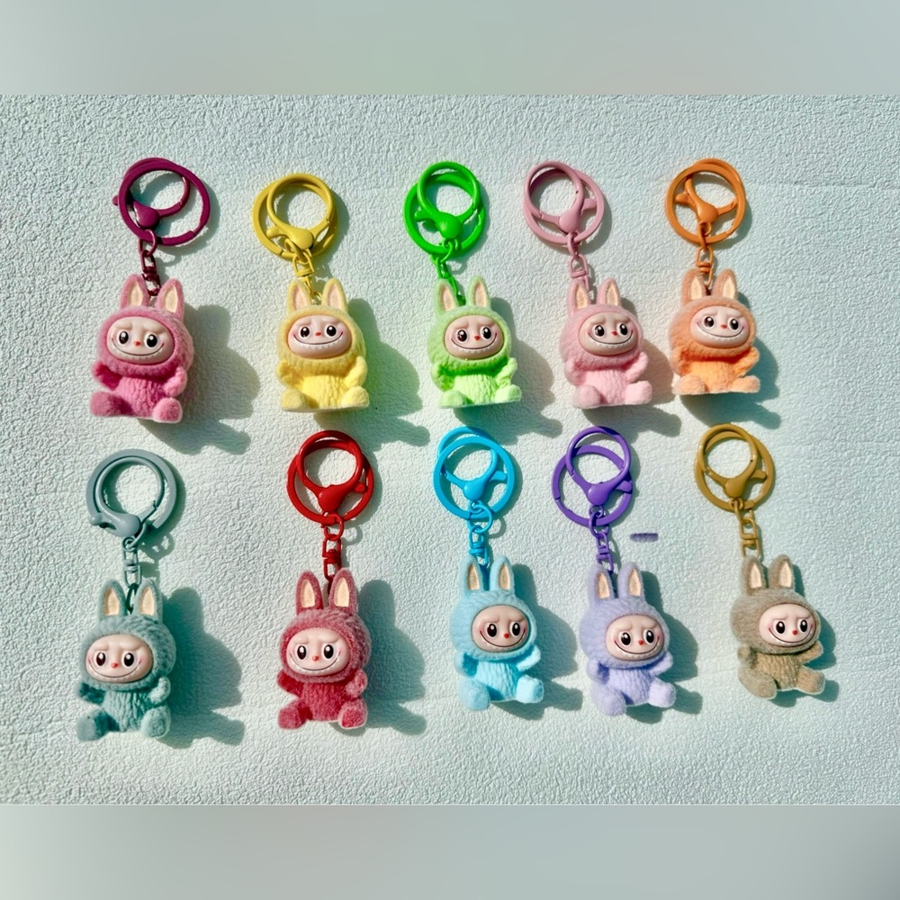 10PCs Handmade Fuzzy Labubu Keychain-Adorable Monster Bunny-Party Gift-Pendant